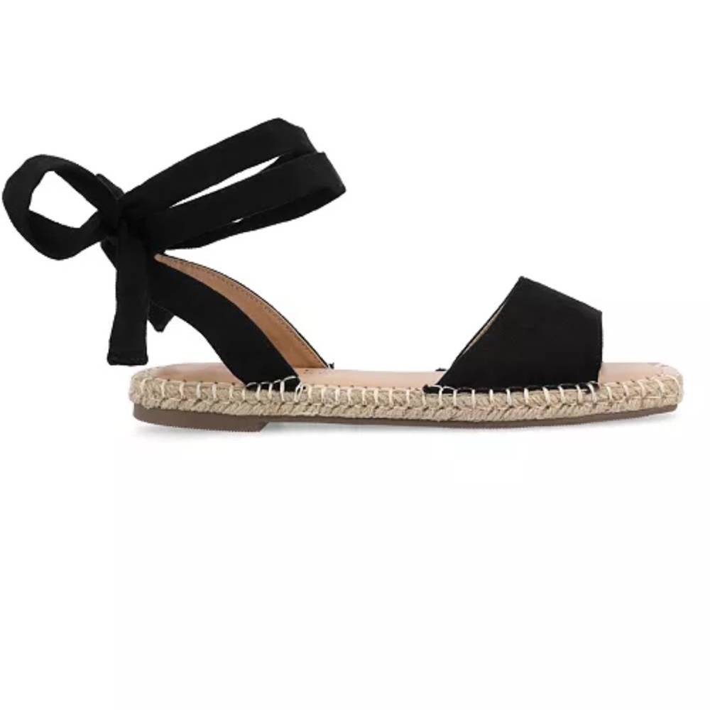 Steve Madden Black Suede Lace Up Espadrille Summer Sandals